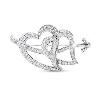 Previously Owned 2 Carat Diamond Brooch In 14 Karat White Gold