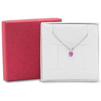 1/4 Carat Pink Topaz Solitaire Necklace In White Gold With Free Chain