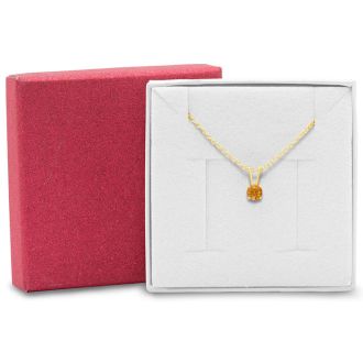1/4 Carat Citrine Solitaire Necklace In Yellow Gold With Free Chain