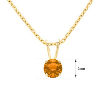 1/2 Carat Citrine Solitaire Necklace In Yellow Gold With Free Chain