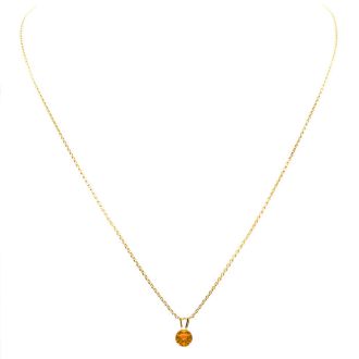 1/2 Carat Citrine Solitaire Necklace In Yellow Gold With Free Chain