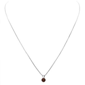 3/4 Carat Garnet Solitaire Necklace In White Gold With Free Chain