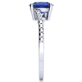 1 1/3ct Oval Shape Tanzanite and Diamond Ring in 10k White Gold