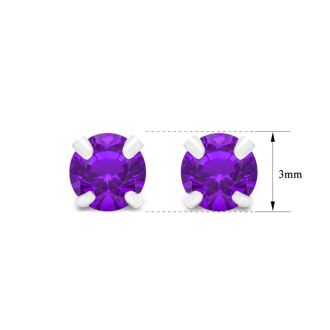 1/4 Carat Amethyst Stud Earrings In White Gold