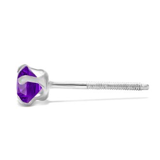 1/4 Carat Amethyst Stud Earrings In White Gold