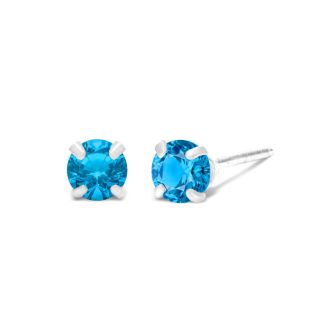 1/4 Carat Blue Topaz Stud Earrings In White Gold