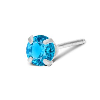 1/4 Carat Blue Topaz Stud Earrings In White Gold