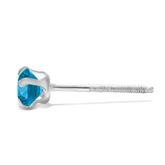 1/4 Carat Blue Topaz Stud Earrings In White Gold
