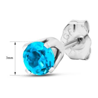 1/4 Carat Blue Topaz Stud Earrings In White Gold