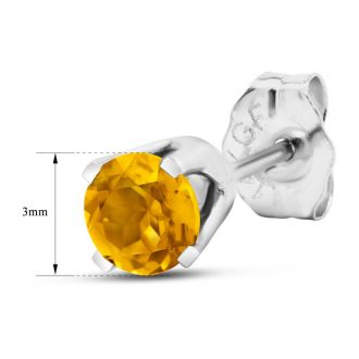 1/4 Carat Citrine Stud Earrings In White Gold