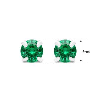 1/4 Carat Emerald Stud Earrings In White Gold