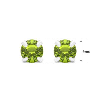 1/4 Carat Peridot Stud Earrings In White Gold