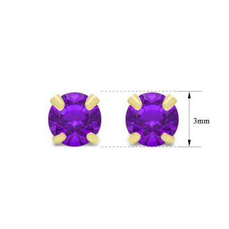 1/4 Carat Amethyst Stud Earrings In Yellow Gold