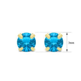 1/4 Carat Blue Topaz Stud Earrings In Yellow Gold
