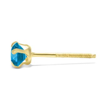 1/4 Carat Blue Topaz Stud Earrings In Yellow Gold