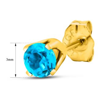 1/4 Carat Blue Topaz Stud Earrings In Yellow Gold