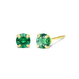 1/4 Carat Emerald Stud Earrings In Yellow Gold