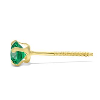 1/4 Carat Emerald Stud Earrings In Yellow Gold