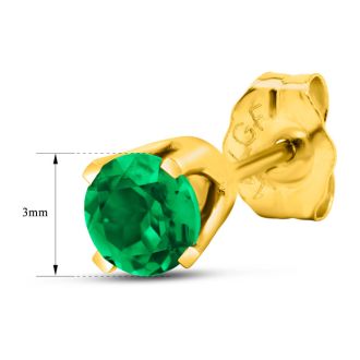 1/4 Carat Emerald Stud Earrings In Yellow Gold