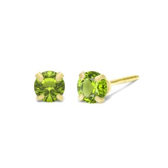 1/4 Carat Peridot Stud Earrings In Yellow Gold