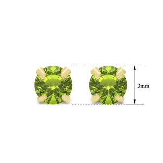 1/4 Carat Peridot Stud Earrings In Yellow Gold