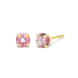 1/4 Carat Pink Topaz Stud Earrings In Yellow Gold