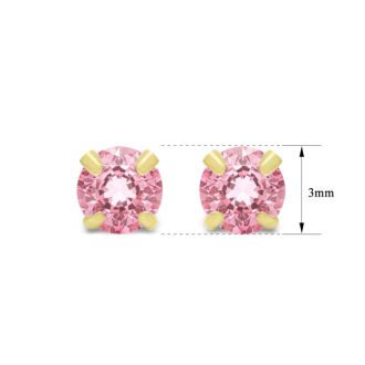 1/4 Carat Pink Topaz Stud Earrings In Yellow Gold