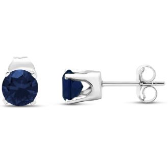1 Carat Sapphire Stud Earrings In White Gold