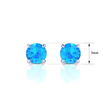 1 Carat Blue Topaz Stud Earrings In White Gold