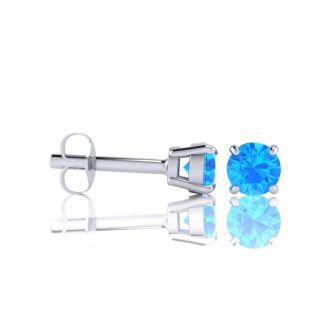1 Carat Blue Topaz Stud Earrings In White Gold