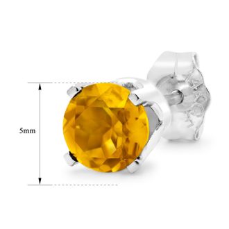 1 Carat Citrine Stud Earrings In White Gold