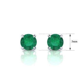 1 Carat Emerald Stud Earrings In White Gold