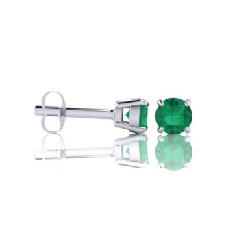 1 Carat Emerald Stud Earrings In White Gold