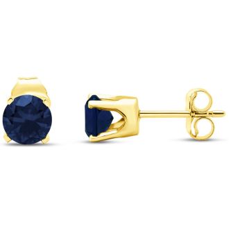 1 Carat Sapphire Stud Earrings In Yellow Gold