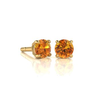 1 Carat Citrine Stud Earrings In Yellow Gold