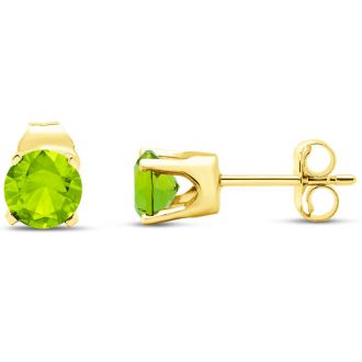 1 Carat Peridot Stud Earrings In Yellow Gold