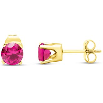 1 Carat Pink Topaz Stud Earrings In Yellow Gold