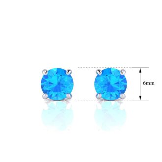 1 1/2 Carat Blue Topaz Stud Earrings In White Gold
