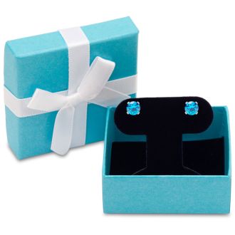 1 1/2 Carat Blue Topaz Stud Earrings In White Gold