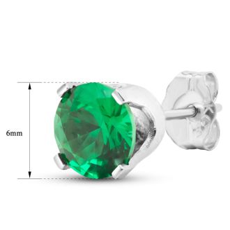 1 1/2 Carat Emerald Stud Earrings In White Gold
