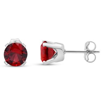 1 1/2 Carat Garnet Stud Earrings In White Gold
