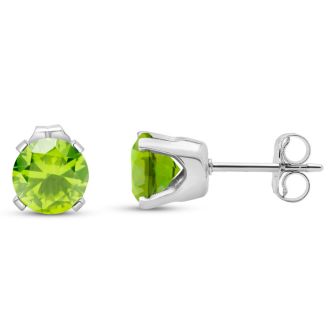 1 1/2 Carat Peridot Stud Earrings In White Gold