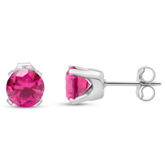 1 1/2 Carat Pink Topaz Stud Earrings In White Gold