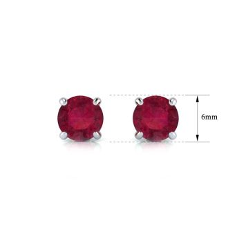 1 1/2 Carat Ruby Stud Earrings In White Gold