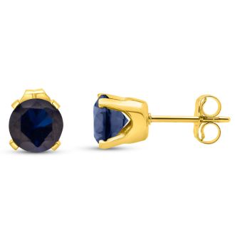 1 1/2 Carat Sapphire Stud Earrings In Yellow Gold