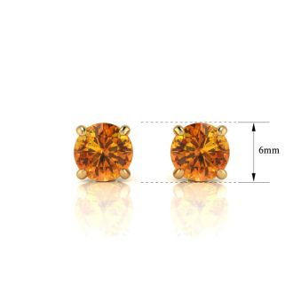 1 1/2 Carat Citrine Stud Earrings In Yellow Gold