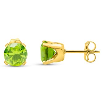 1 1/2 Carat Peridot Stud Earrings In Yellow Gold
