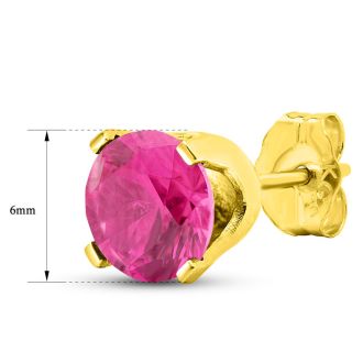 1 1/2 Carat Pink Topaz Stud Earrings In Yellow Gold