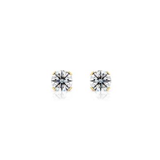 1 1/2 Carat Lab Grown Real Diamond Stud Earrings in Yellow Gold