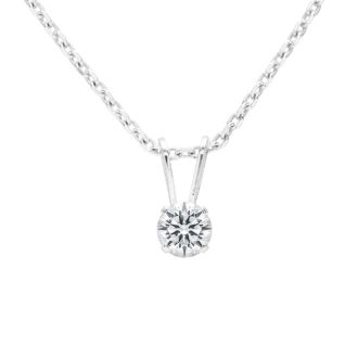 1/10 Carat Lab Grown Diamond Solitaire Necklace In White Gold With Free Chain